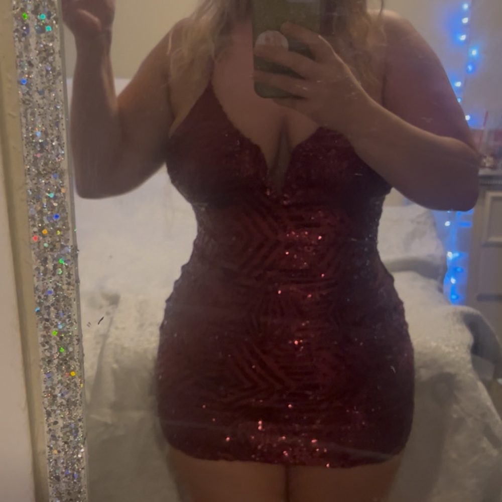 Windsor Burgundy Sequin Mini Dress